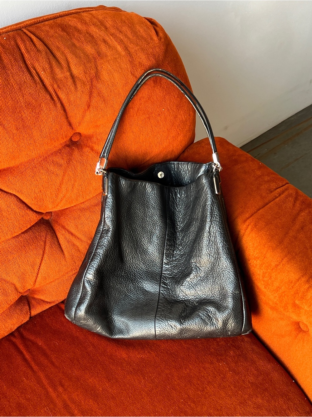 Coach Madison Phoebe Genuine Leather Hobo Bag - Black